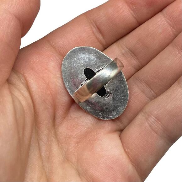 Dichroic Glass Ring Size 8 925 Sterling Silver Overlay Vibrant Colorful - Picture 5 of 6